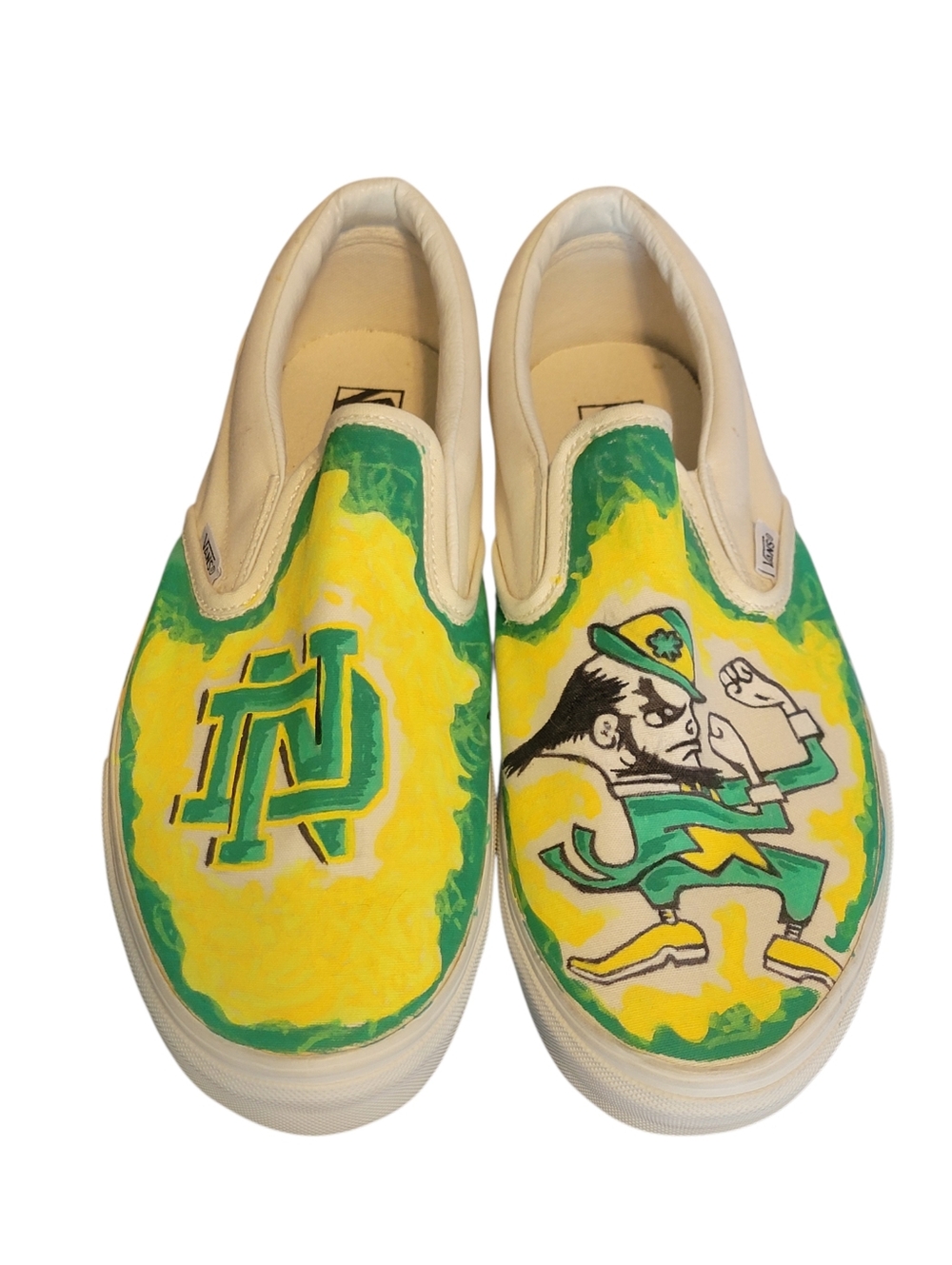 VANS Handpainted Notre Dame Fighting‎ Irish Slip On Sneakers Mens Size 13
